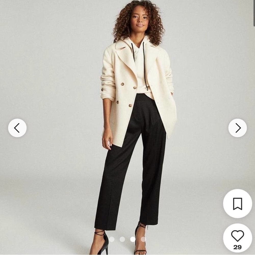 Reiss London double breasted Cream wool coat size 6/8